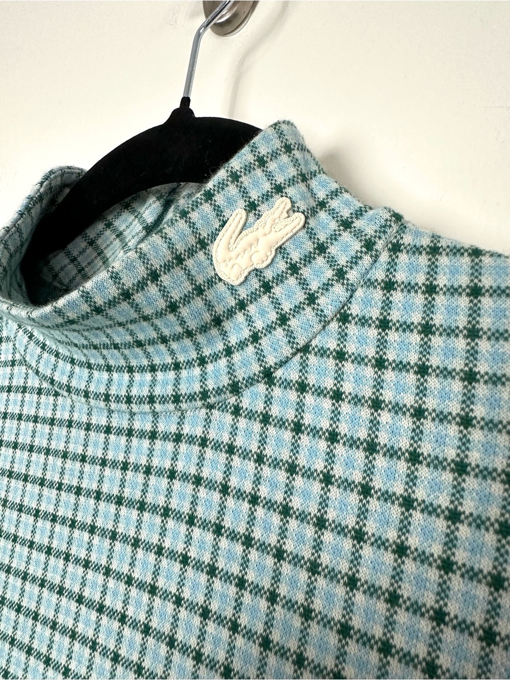 Lacoste Preppy Plaid Mock Neck Top Collegiate Retro Quiet Luxury Classic Career - Picture 5 of 10